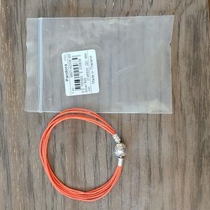 Pandora 7 Inches Leather Red Bracelet